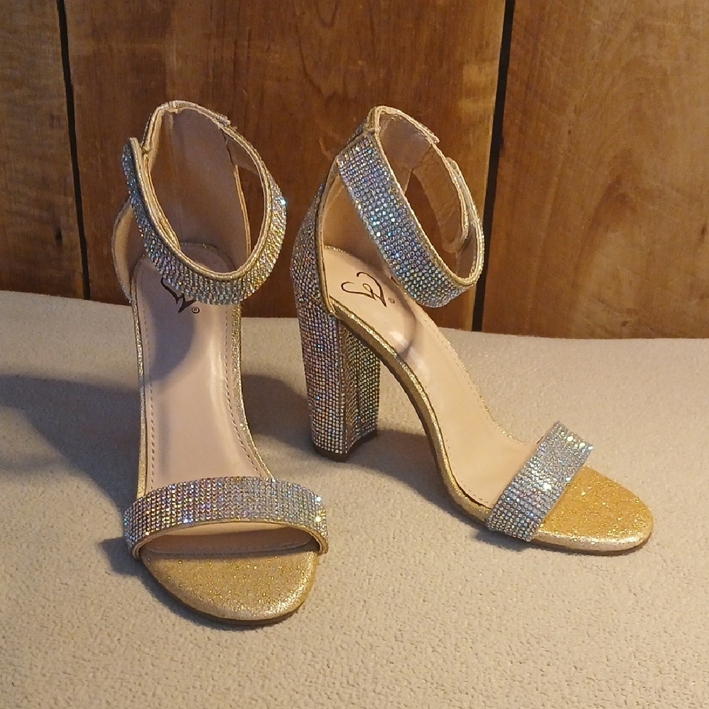 Windsor Rose Gold Strappy Block Heels